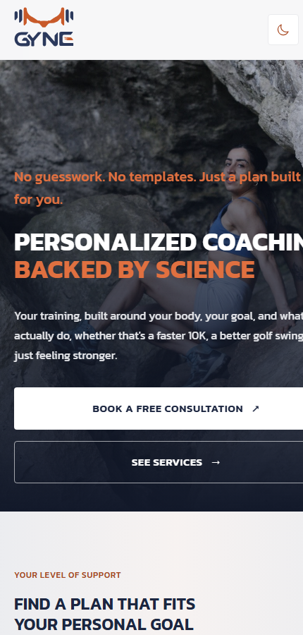 Gyné coaching platform shown on mobile